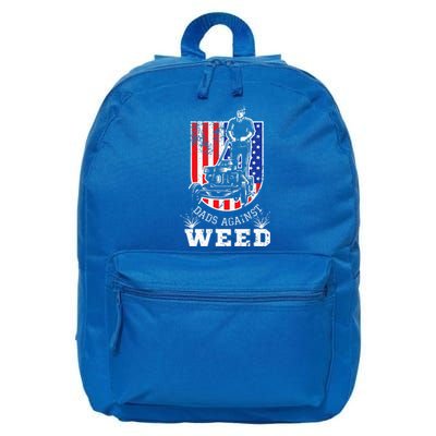 American Flag Dads Against Weed Funny Lawn Mowing Fathers 16 in Basic Backpack