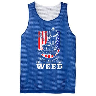 American Flag Dads Against Weed Funny Lawn Mowing Fathers Mesh Reversible Basketball Jersey Tank