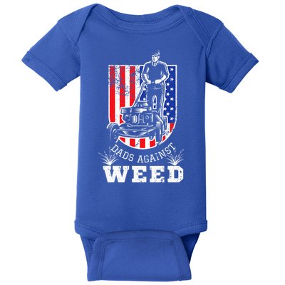 American Flag Dads Against Weed Funny Lawn Mowing Fathers Baby Bodysuit