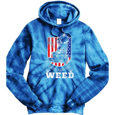 American Flag Dads Against Weed Funny Lawn Mowing Fathers Tie Dye Hoodie