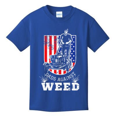 American Flag Dads Against Weed Funny Lawn Mowing Fathers Kids T-Shirt