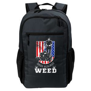 American Flag Dads Against Weed Funny Lawn Mowing Fathers Daily Commute Backpack