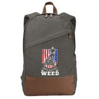 American Flag Dads Against Weed Funny Lawn Mowing Fathers Cotton Canvas Backpack
