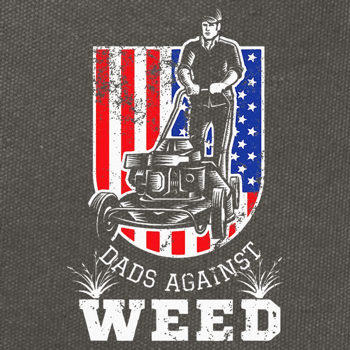 American Flag Dads Against Weed Funny Lawn Mowing Fathers Cotton Canvas Backpack