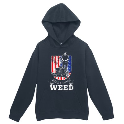 American Flag Dads Against Weed Funny Lawn Mowing Fathers Urban Pullover Hoodie