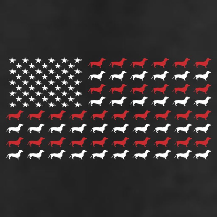 American Flag Dachshund Patriotic Dachshund  7 Panel Mesh Trucker Snapback Hat