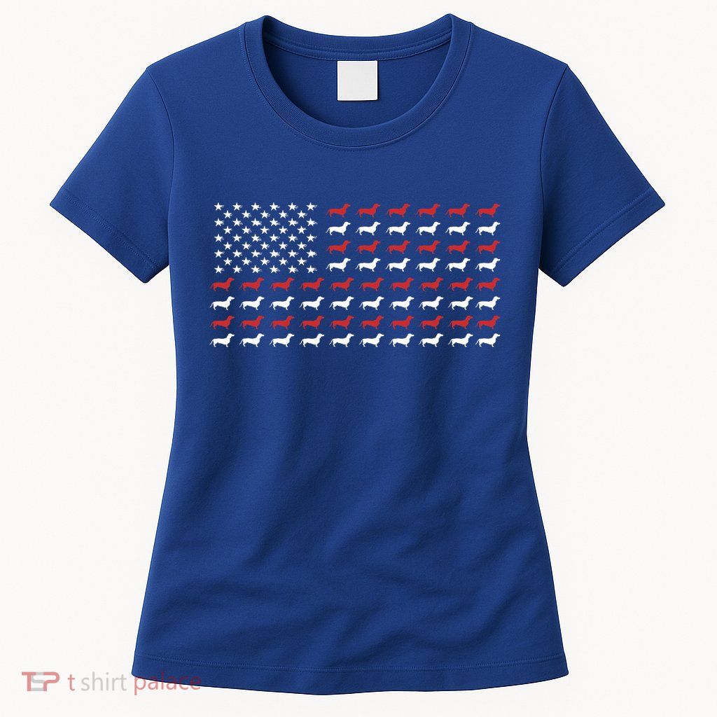 American Flag Dachshund Patriotic Dachshund  Womens T-Shirt