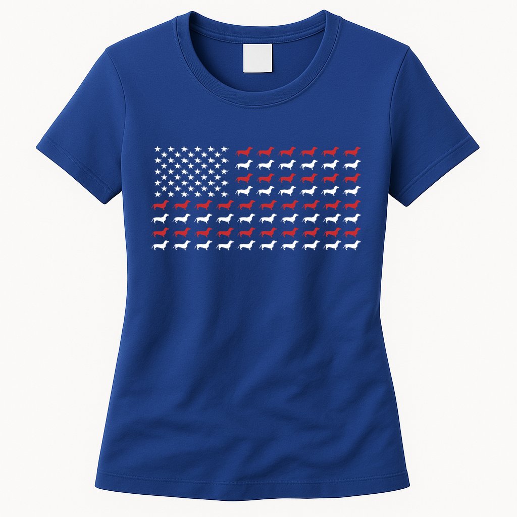 American Flag Dachshund Patriotic Dachshund  Womens T-Shirt