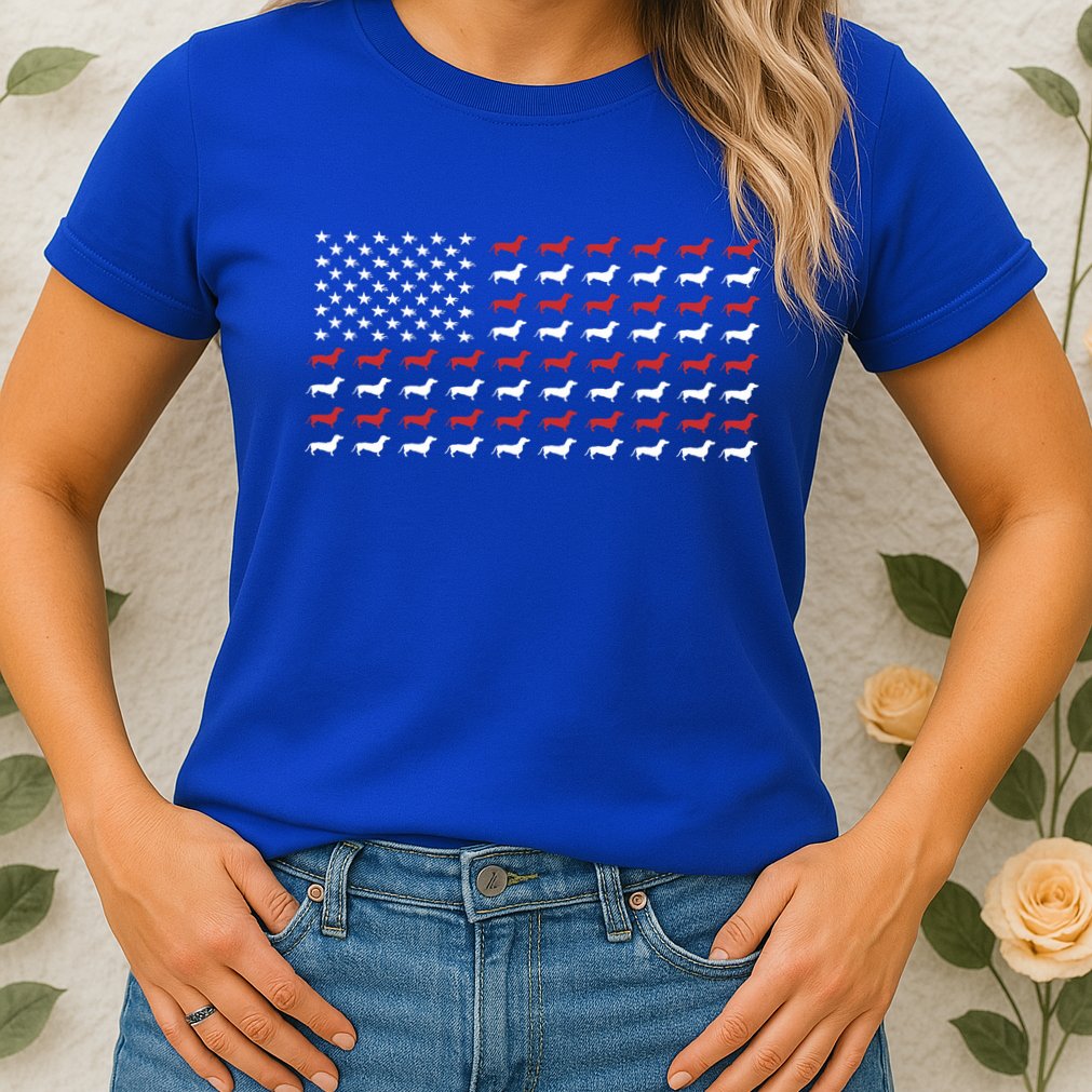 American Flag Dachshund Patriotic Dachshund  Womens T-Shirt