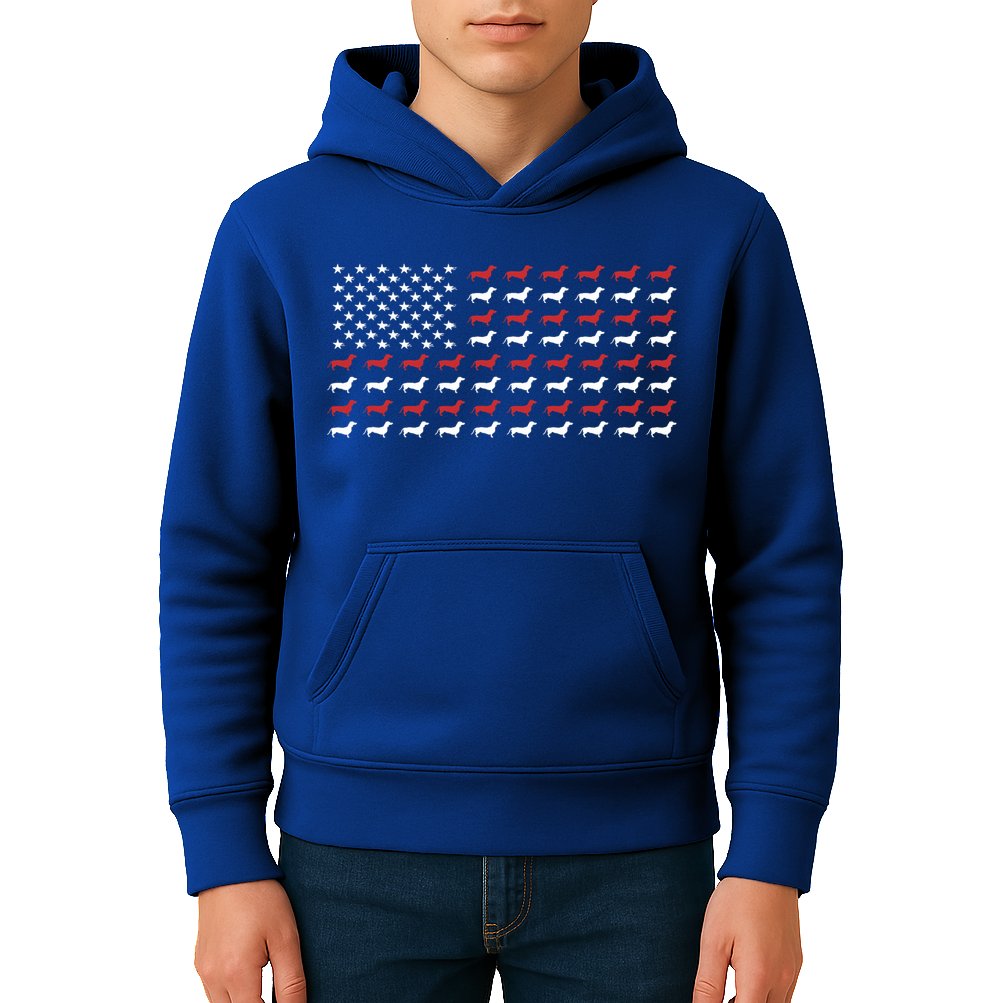 American Flag Dachshund Patriotic Dachshund  Kids Hoodie