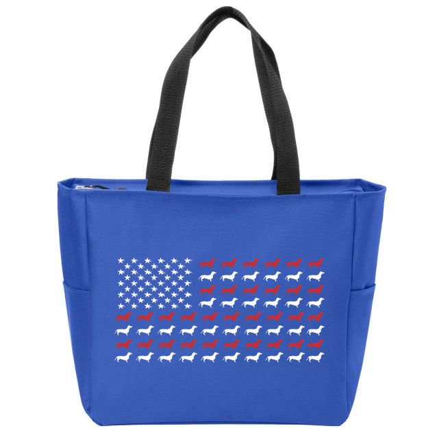 American Flag Dachshund Patriotic Dachshund  Zip Tote Bag