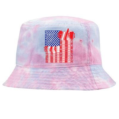 American Flag Design Guitar Patriotic Tie-Dyed Bucket Hat