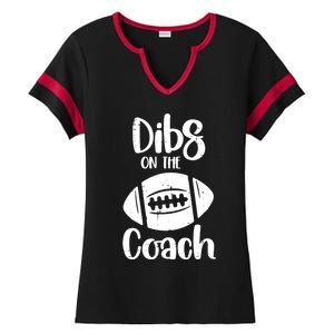 American Football Dibs On The Coach Funny Sports Wife Wo Ladies Halftime Notch Neck Tee