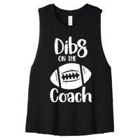 American Football Dibs On The Coach Funny Sports Wife Wo Women's Racerback Cropped Tank