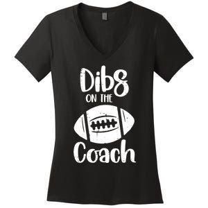 American Football Dibs On The Coach Funny Sports Wife Wo Women's V-Neck T-Shirt