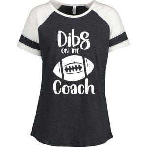 American Football Dibs On The Coach Funny Sports Wife Wo Enza Ladies Jersey Colorblock Tee