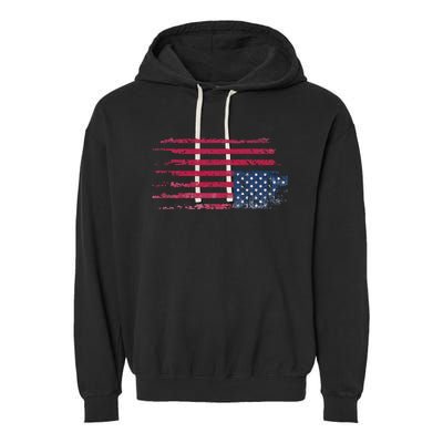 American Flag Distress Upside Down Patriotic Garment-Dyed Fleece Hoodie