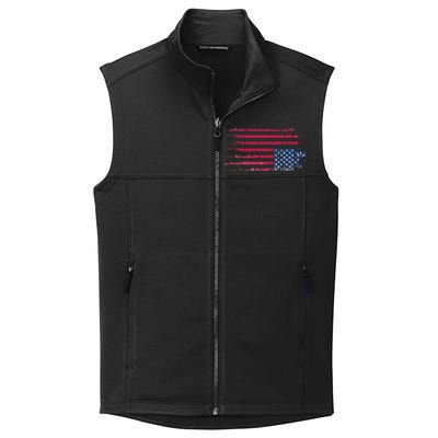 American Flag Distress Upside Down Patriotic Collective Smooth Fleece Vest