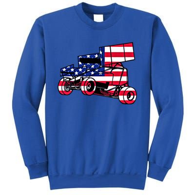 American Flag Dirt Sprint Car Red White Blue Usa Racing Gift Sweatshirt