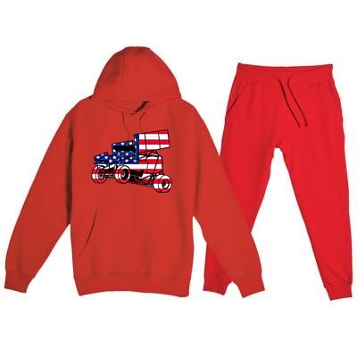 American Flag Dirt Sprint Car Red White Blue Usa Racing Gift Premium Hooded Sweatsuit Set