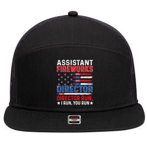 Assistant Fireworks Director Usa Independence Day July 4th Meaningful Gift 7 Panel Mesh Trucker Snapback Hat