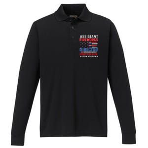 Assistant Fireworks Director Usa Independence Day July 4th Meaningful Gift Performance Long Sleeve Polo