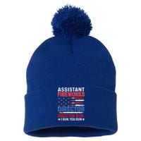 Assistant Fireworks Director Usa Independence Day July 4th Meaningful Gift Pom Pom 12in Knit Beanie