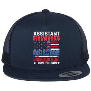 Assistant Fireworks Director Usa Independence Day July 4th Meaningful Gift Flat Bill Trucker Hat