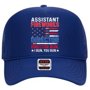 Assistant Fireworks Director Usa Independence Day July 4th Meaningful Gift High Crown Mesh Back Trucker Hat