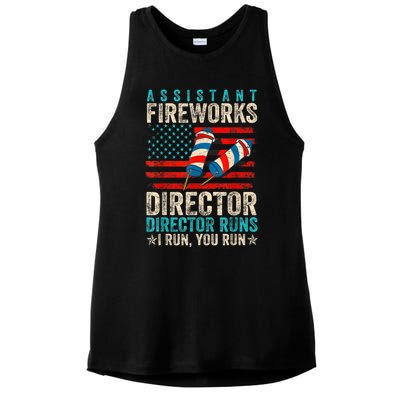 Assistant Fireworks Director If I Run You Run 4th Of July Ladies PosiCharge Tri-Blend Wicking Tank