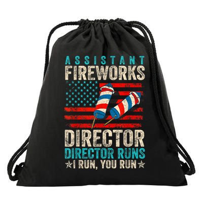 Assistant Fireworks Director If I Run You Run 4th Of July Drawstring Bag