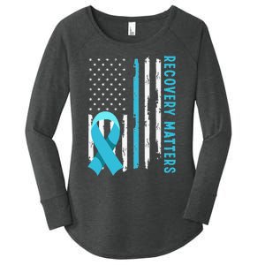 American Flag Drug Alcohol Addiction Recovery Awareness Women's Perfect Tri Tunic Long Sleeve Shirt