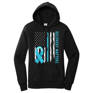 American Flag Drug Alcohol Addiction Recovery Awareness Women's Pullover Hoodie