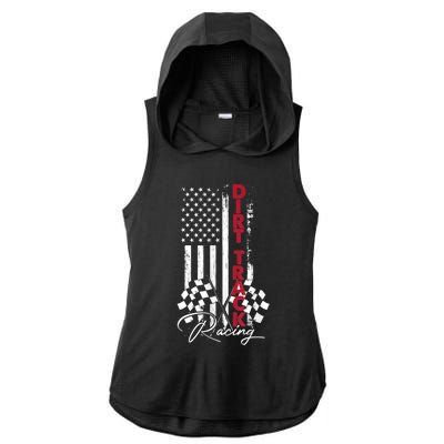 American Flag Dirt Track Racing Car Bike Driver Racing Racer Ladies PosiCharge Tri-Blend Wicking Draft Hoodie Tank