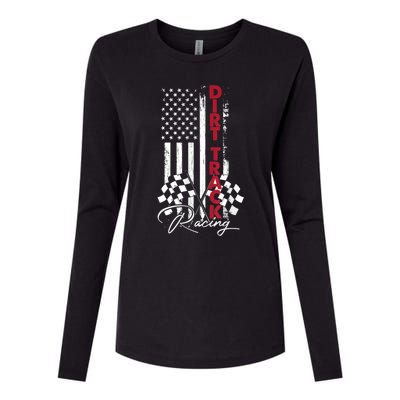 American Flag Dirt Track Racing Car Bike Driver Racing Racer Womens Cotton Relaxed Long Sleeve T-Shirt