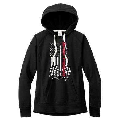 American Flag Dirt Track Racing Car Bike Driver Racing Racer Women's Fleece Hoodie