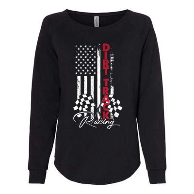 American Flag Dirt Track Racing Car Bike Driver Racing Racer Womens California Wash Sweatshirt