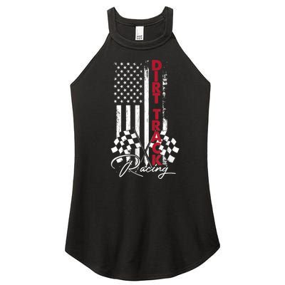 American Flag Dirt Track Racing Car Bike Driver Racing Racer Women’s Perfect Tri Rocker Tank