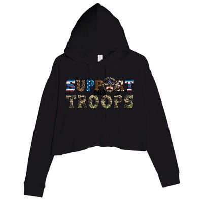 Armed Forces Day Support Our Troops Army Veteran Day Crop Fleece Hoodie