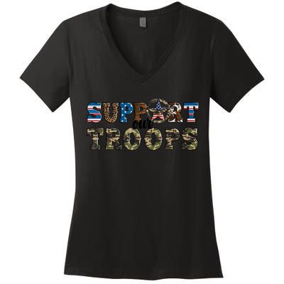 Armed Forces Day Support Our Troops Army Veteran Day Women's V-Neck T-Shirt