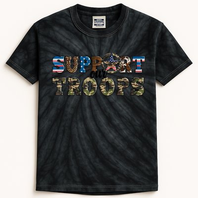 Armed Forces Day Support Our Troops Army Veteran Day Kids Tie-Dye T-Shirt
