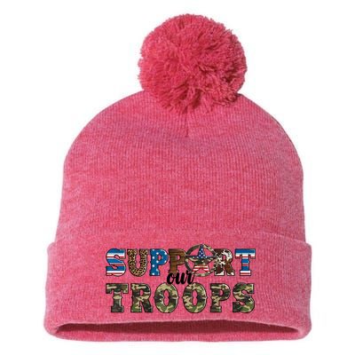 Armed Forces Day Support Our Troops Army Veteran Day Pom Pom 12in Knit Beanie