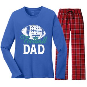 American Football Dad Happy FatherS Day Dad Grandpa Great Gift Women's Long Sleeve Flannel Pajama Set 