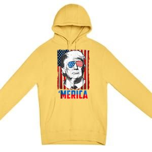 American Flag Donald Trump Merica 4th Of July Graphic Gift Premium Pullover Hoodie