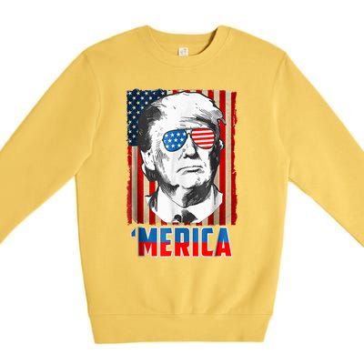 American Flag Donald Trump Merica 4th Of July Graphic Gift Premium Crewneck Sweatshirt