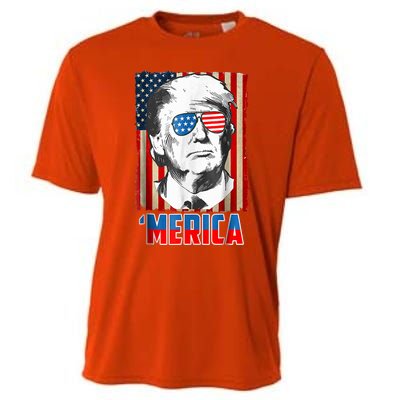 American Flag Donald Trump Merica 4th Of July Graphic Gift Cooling Performance Crew T-Shirt