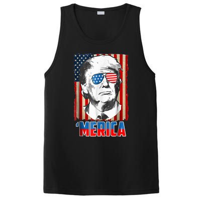 American Flag Donald Trump Merica 4th Of July Graphic Gift PosiCharge Competitor Tank