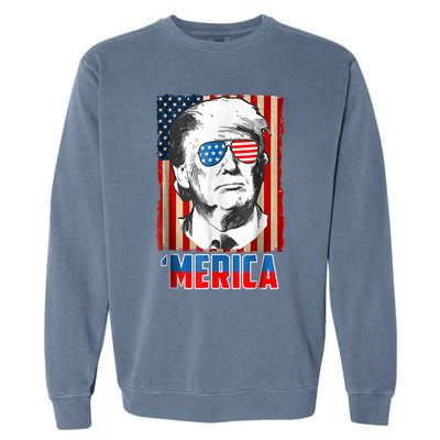 American Flag Donald Trump Merica 4th Of July Graphic Gift Garment-Dyed Sweatshirt