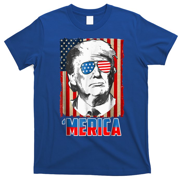 American Flag Donald Trump Merica 4th Of July Graphic Gift T-Shirt