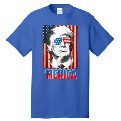 American Flag Donald Trump Merica 4th Of July Graphic Gift Tall T-Shirt